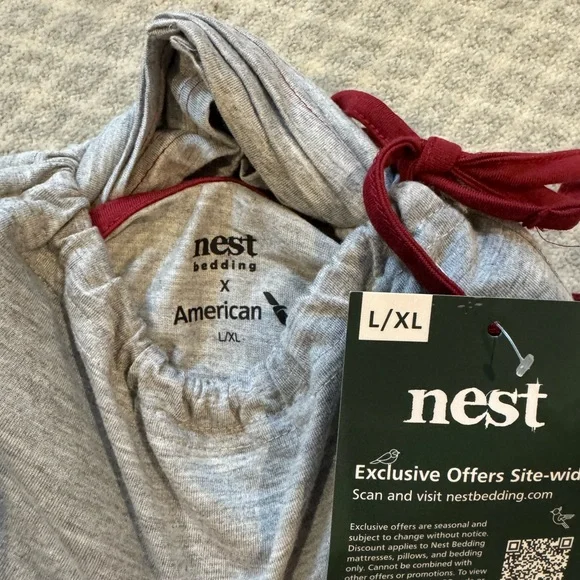 NEST Pajamas Gray with red trim - Picture 1 of 3